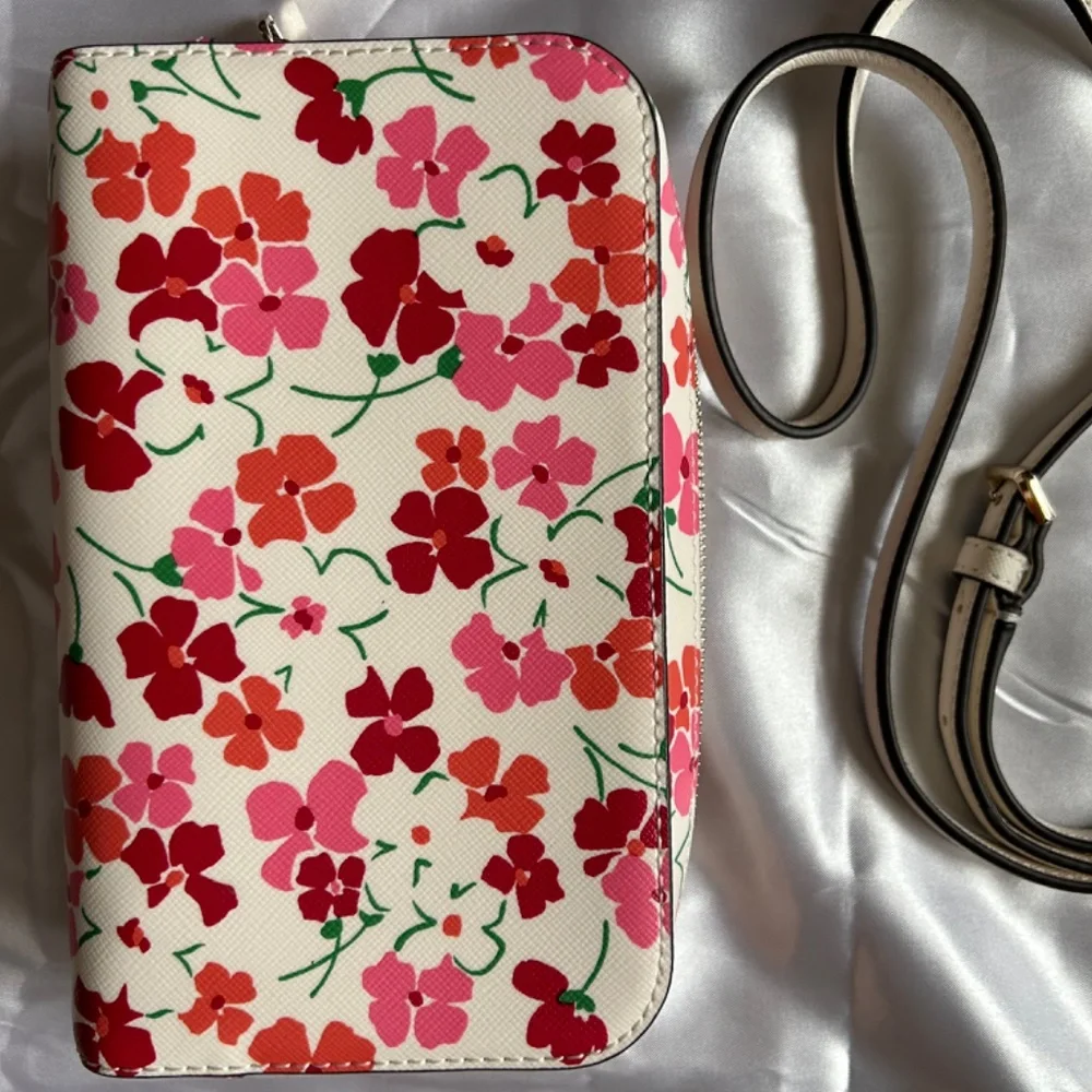 NWOT Kate Spade Staci Dual Zip Around Crossbody - Sunny Floral Pink Multi